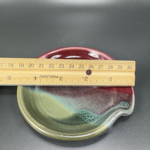 Vintage Hand Made Studio Pottery Spoon Rest Holder Container Artist Signed VTG - Picture 3 of 13